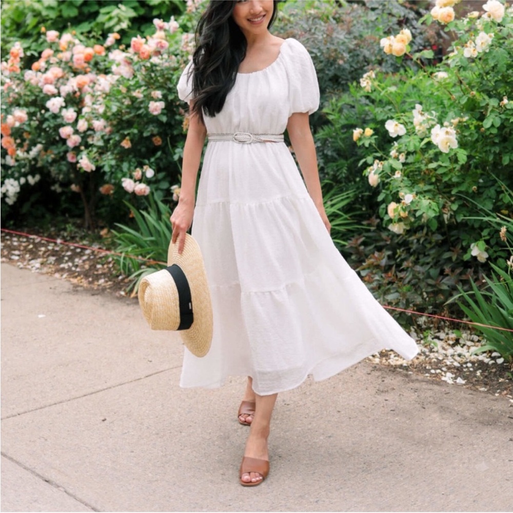 ASTR White Tiered Maxi Dress
